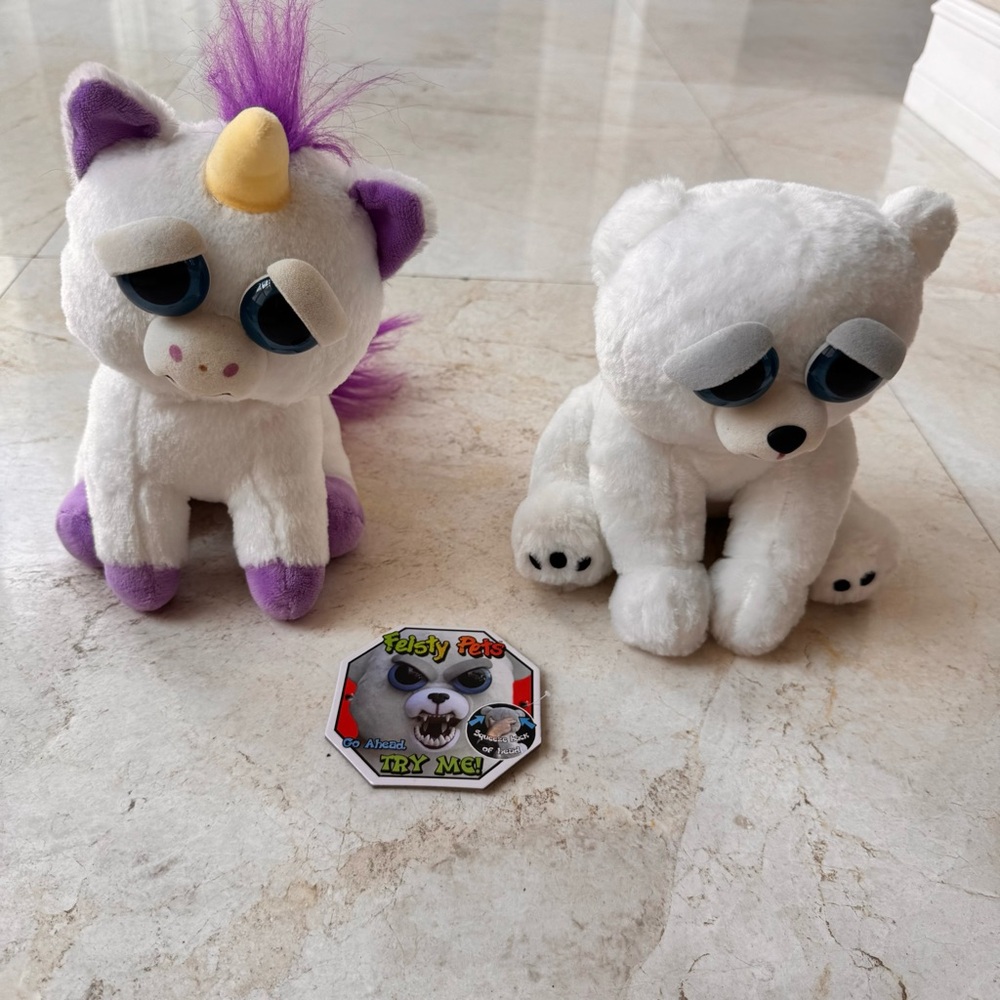 Feisty Pets Plush Unicorn and Bear Set